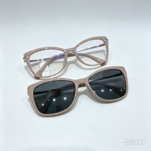 Amraçao em Acetato Clip on Nude Hastes em Metal