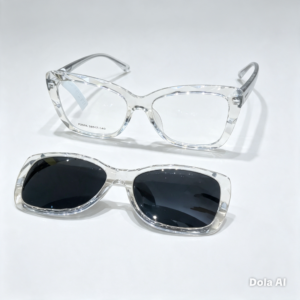 Armação em Acetato clip on transparente