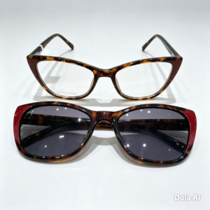 Armação em Acetato com Clip on Animal print