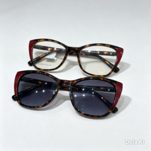 Armação em Acetato com Clip on Animal print