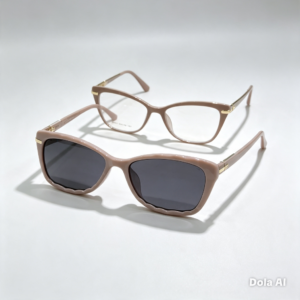 Amraçao em Acetato Clip on Nude Hastes em Metal
