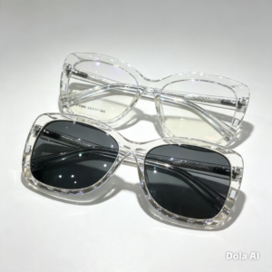 Armação em Acetato clip on transparente