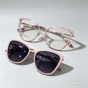 Armação em metal Clip on Nude